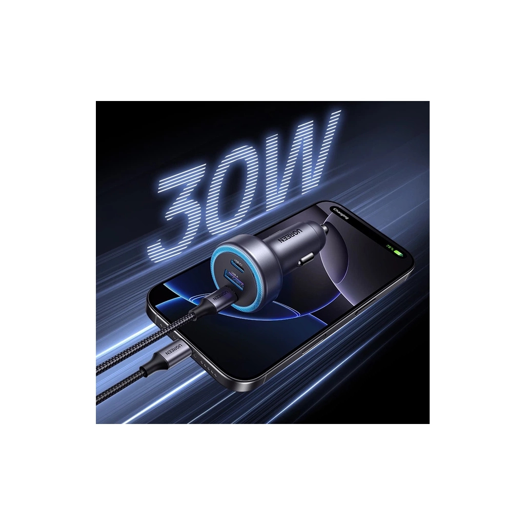 Зарядний пристрій Ugreen 2xUSB-C PD30W + 1xUSB QC3.0 EC307 gray (45843)