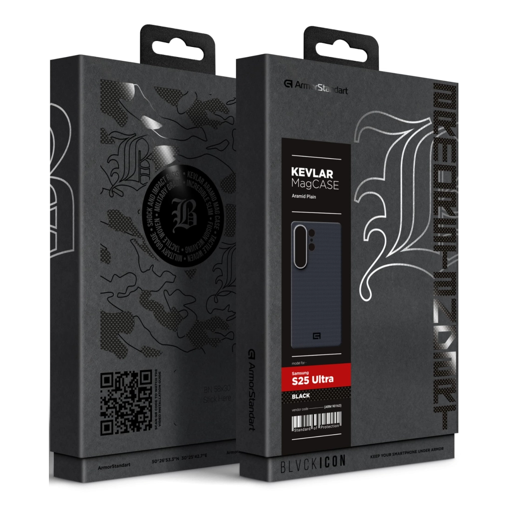 Чохол до мобільного телефона Armorstandart BlackIcon Aramid Plain MagCase Samsung S25 Ultra Black (ARM90163)