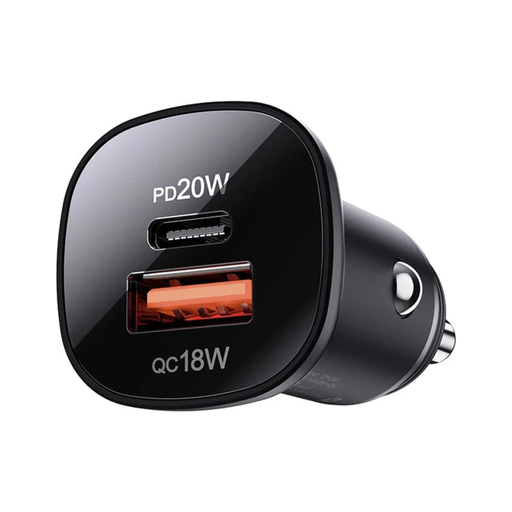 Зарядний пристрій Acefast 1xUSB-C PD20W + 1xUSB QC3.0 18W car adapter metal (6974316280330)