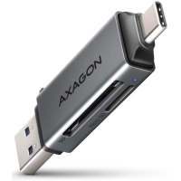 Зчитувач флеш-карт AXAGON USB-C + USB-A to SD/microSD 5Gbps gray (CRE-DAC)