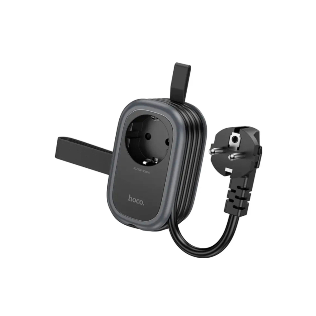 Мережевий фільтр живлення HOCO NS7 1 роз, 2 USB,USB-C, 20W, 1.1м, Black (NS7B)
