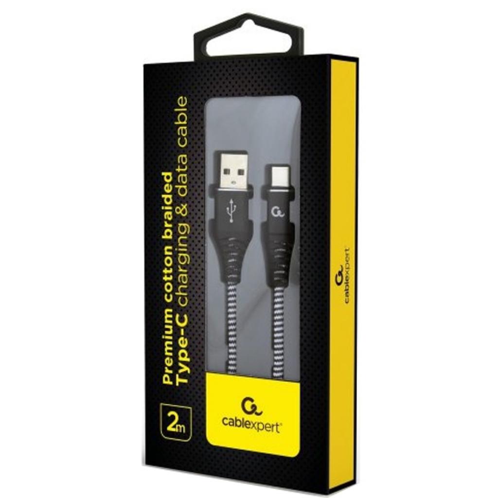 Дата кабель USB 2.0 AM to USB-C 2.0m Cablexpert (CC-USB2B-AMCM-2M-BW)