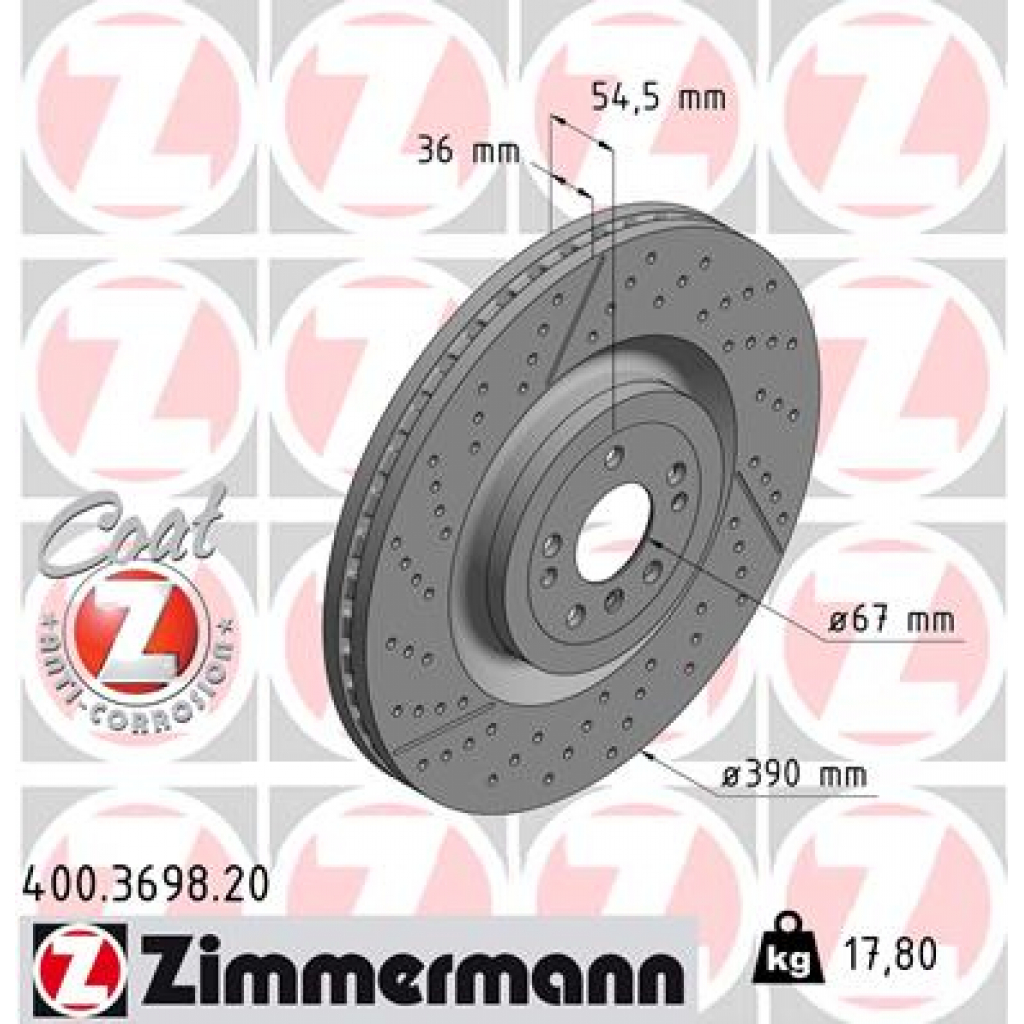 Гальмівний диск ZIMMERMANN 400.3698.20