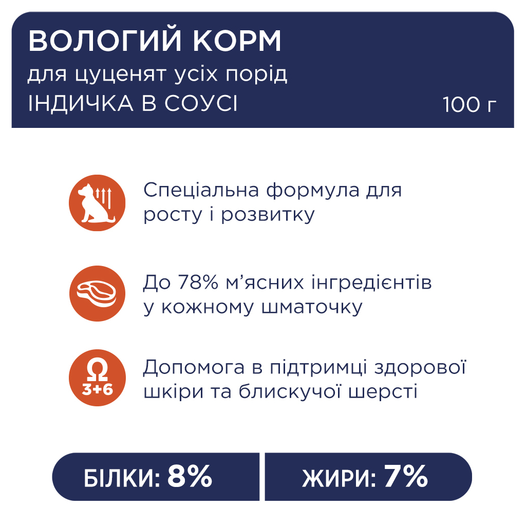 Вологий корм для собак Club 4 Paws для цуценят з індичкою в соусі 100 г (4820215363198)