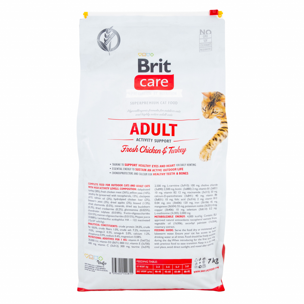 Сухий корм для кішок Brit Care Cat GF Adult Activity Support 7 кг (8595602540815)