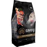 Dry food for dogs Savory Adult All Breeds rich in Fresh Duck and Rabbit 1 kg (4820232630167)