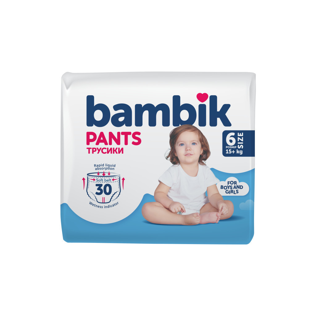 Підгузки Bambik трусики 6 (15+ кг) 30 шт (4823071652536) Підгузки Bambik трусики 6 (15+ кг) 30 шт (4823071652536)