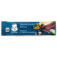 Батончик дитячий Gerber фруктово-злаковий з чорницею і чорною смородиною, 25 г (1627017)