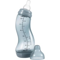 Difrax S-bottle Natural Trend feeding bottle with silicone nipple, 250 ml (706T Stone)