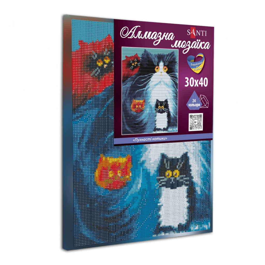 Картина по номерам Santi Пухнасті котики 30*40 см алмазна мозаїка (954710)