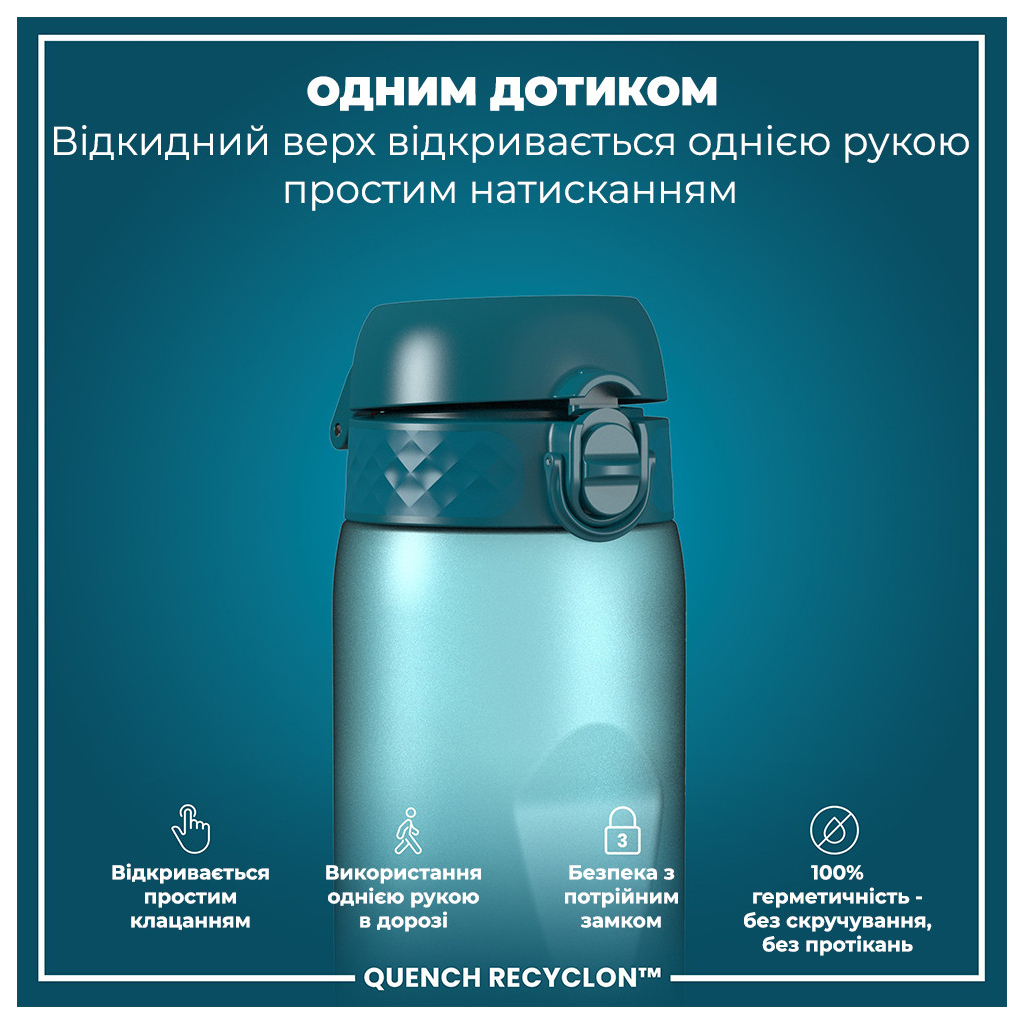 Пляшка для води ION8 OneTouch Times To Drink 1000 мл BPA Free, Teal & Blue (I8RF1000PTBMOT)