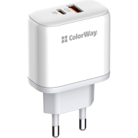 Зарядний пристрій ColorWay GaN Mini 25W PD Port PPS USB-C white (CW-CHS052PD-WT)