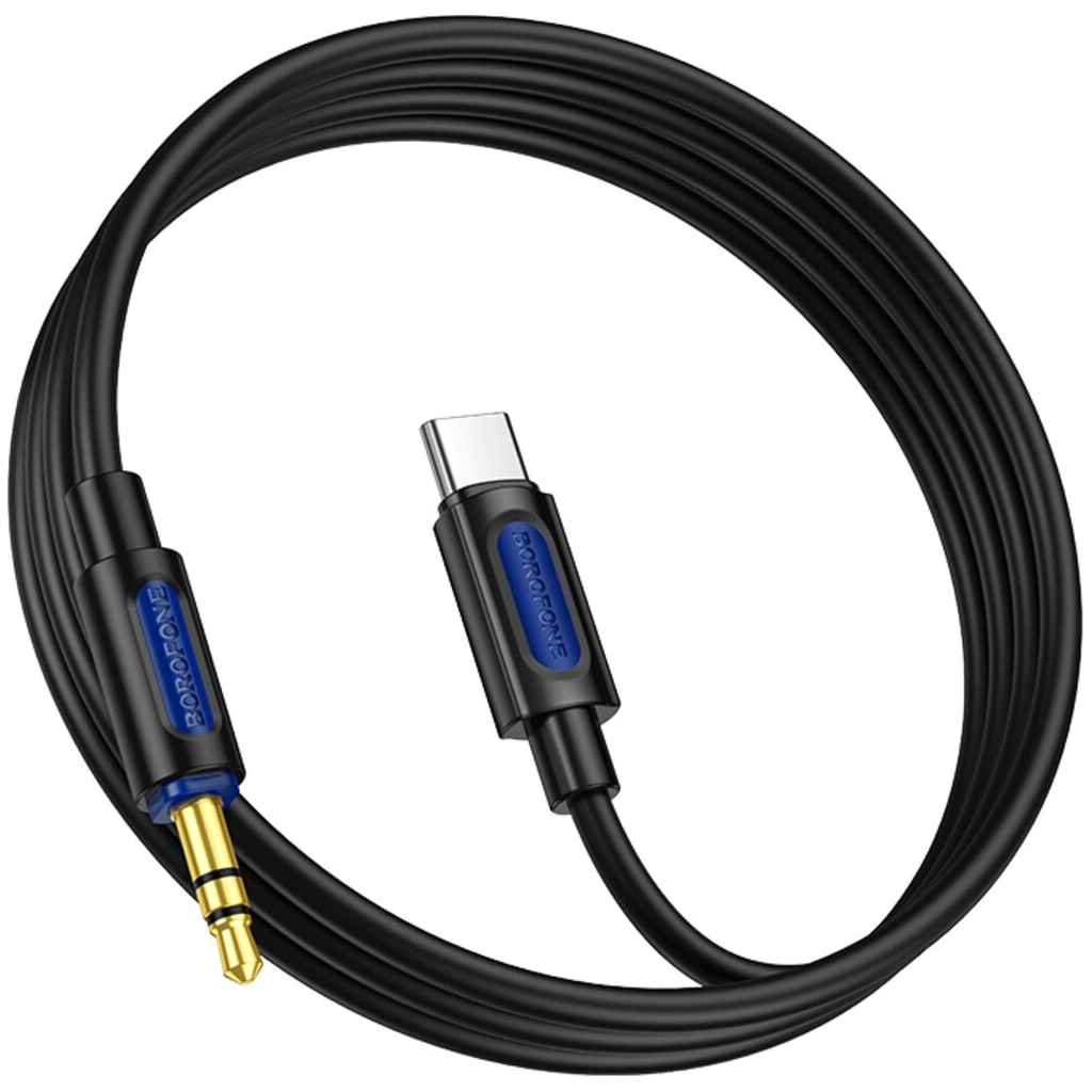 Кабель мультимедійний USB-C to 3.5mm M 1.0m silicone black BOROFONE (6941991114410)