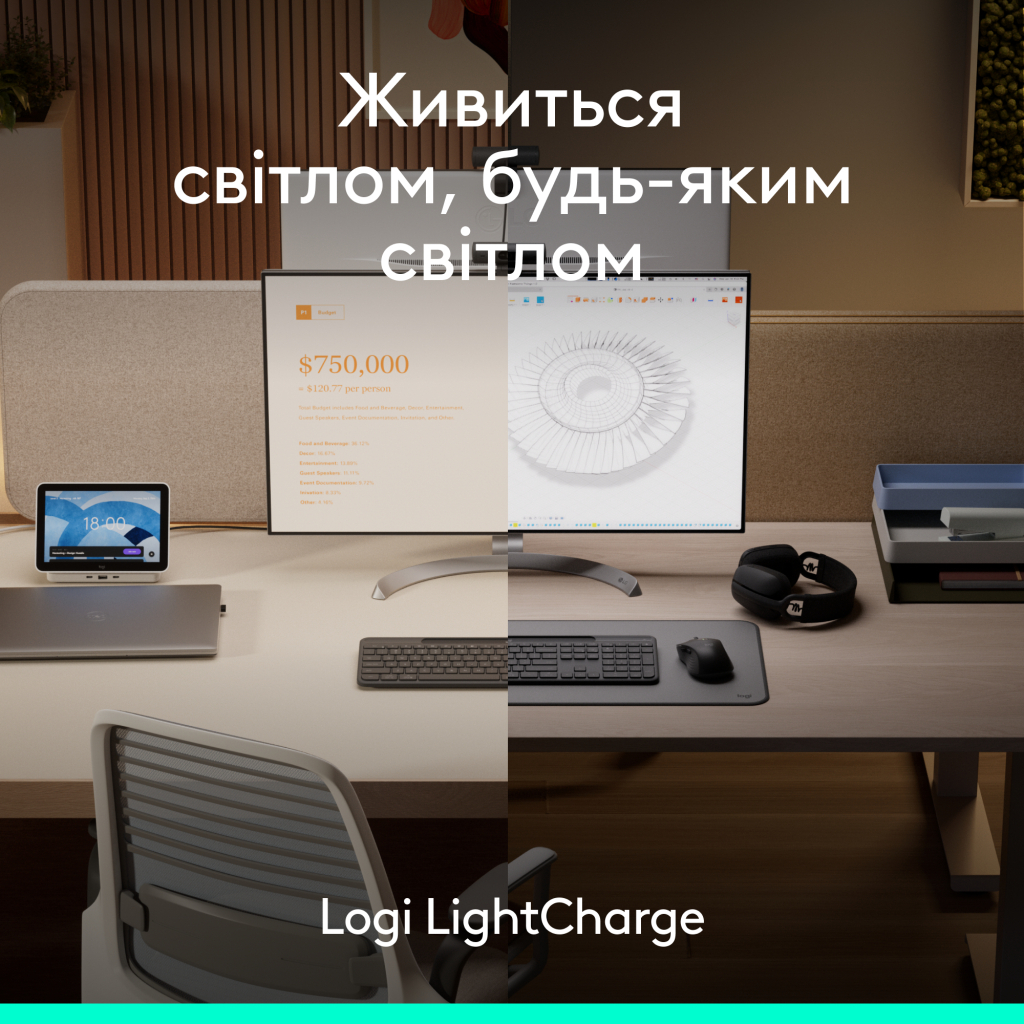 Клавіатура Logitech Slim Solar+ for Business Wireless/Bluetooth Graphite (920-013779) Клавіатура Logitech Slim Solar+ for Business Wireless/Bluetooth Graphite (920-013779)