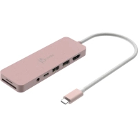 Hub J5create USB-C 6-in-1 2xUSB 3.2 + USB-C PD + HDMI 4K + SD/TF + 3.5mm rose (JCD373ER-N)