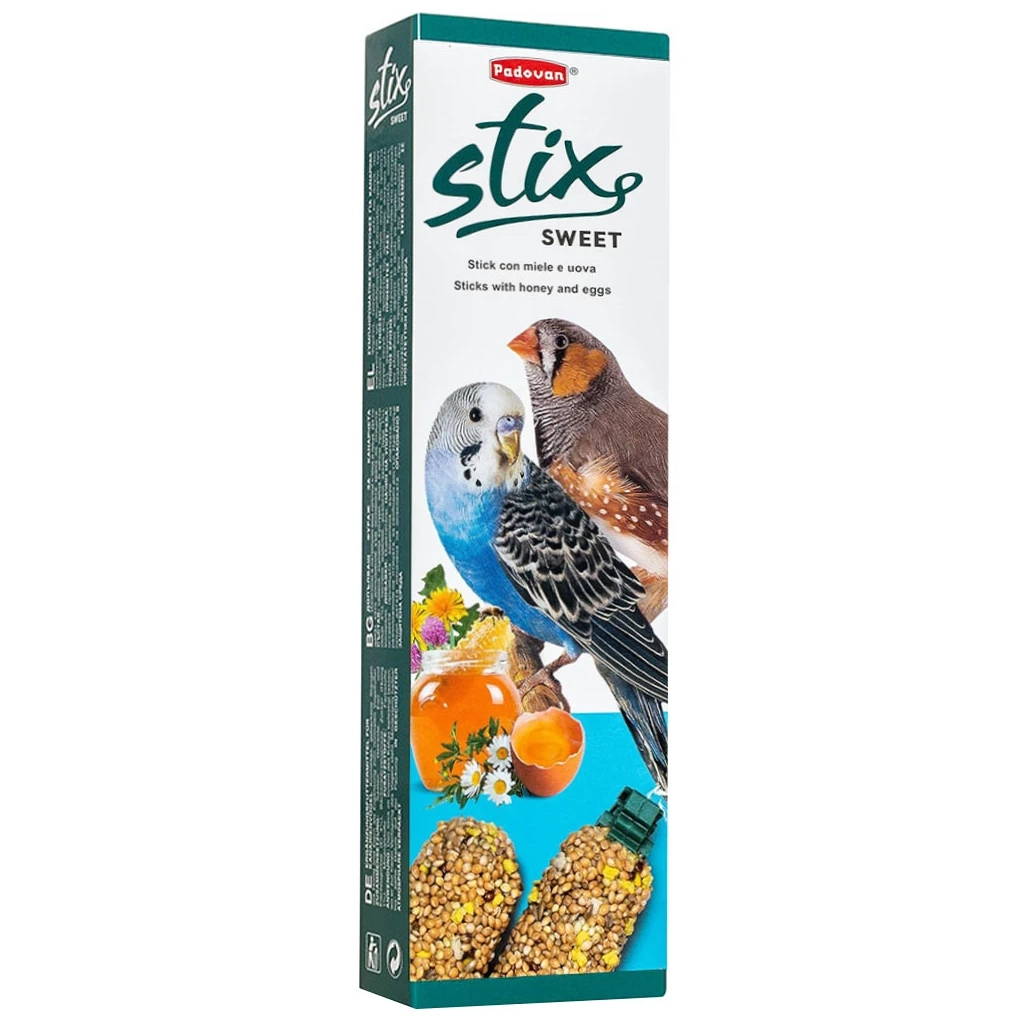 Ласощі для птахів Padovan Stix Sweet для хвилястих папуг та амадинів 80 г (8001254002064)