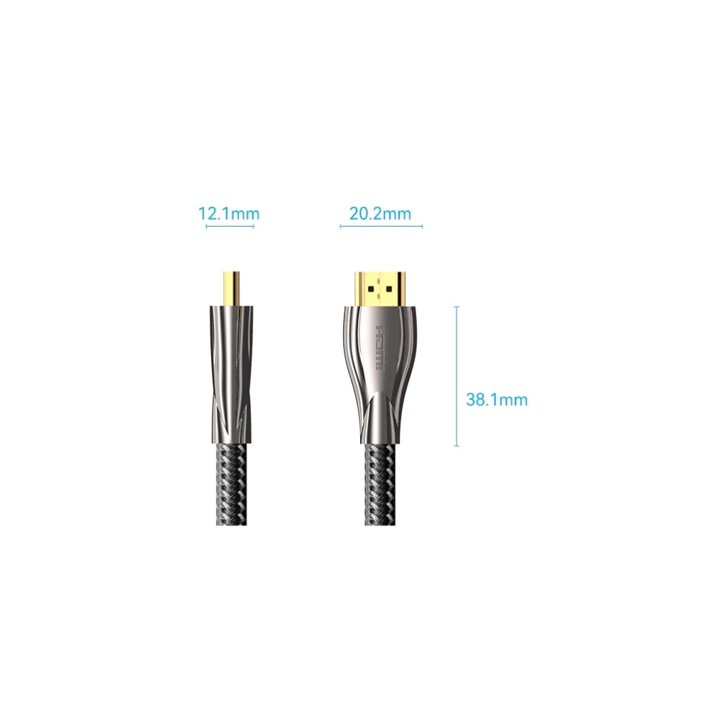 Кабель мультимедійний HDMI M to HDMI M 8.0m V2.0 4K60Hz braided zinc alloy black Vention (ALMBK)
