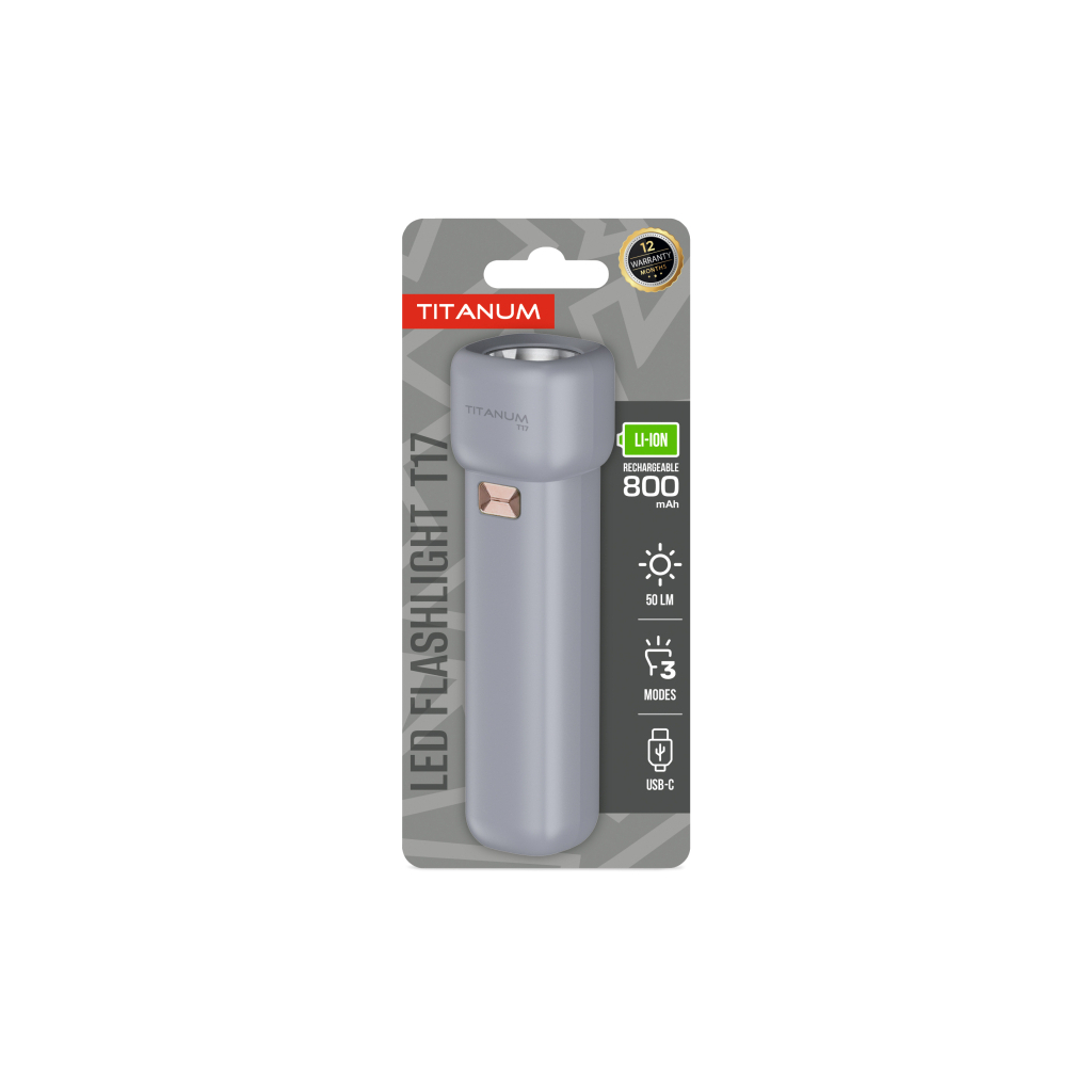 Ліхтар TITANUM 50Lm Gray (TLF-T17) Ліхтар TITANUM 50Lm Gray (TLF-T17)