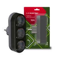 Network splitter EUROELECTRIC X3 16A Black with grounding (EE-3-16A(black))