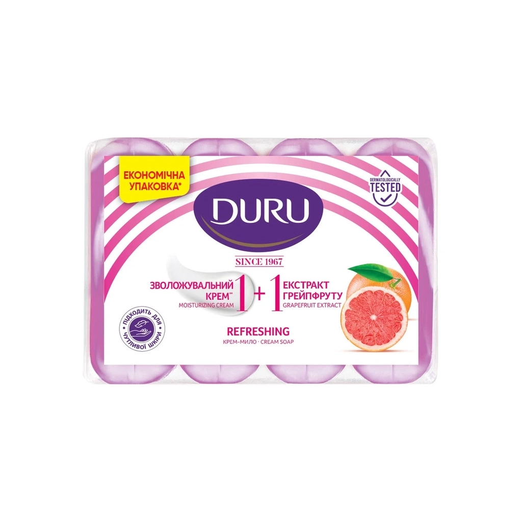 Тверде мило Duru 1+1 Крем та Екстракт грейпфруту 4 х 80 г (8690506517816)