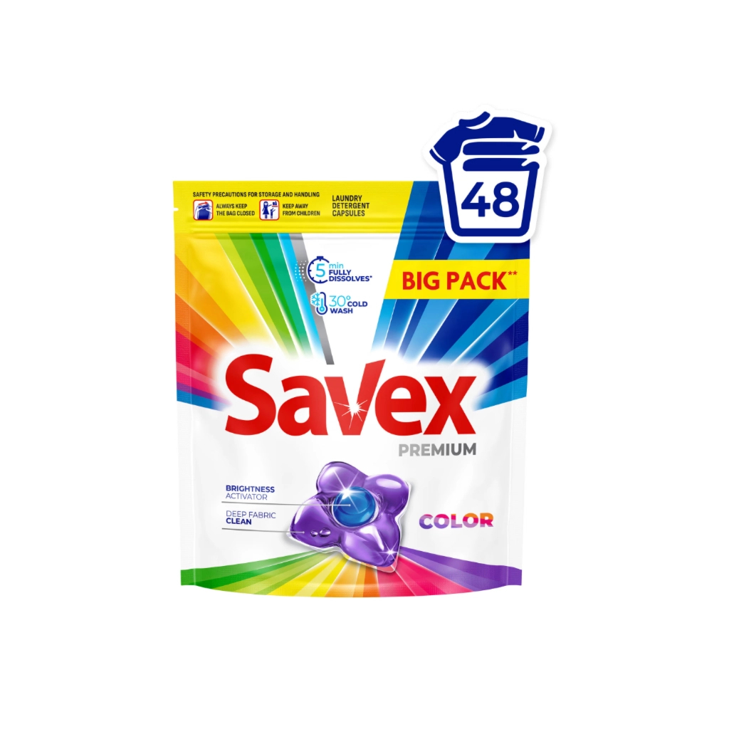 Капсули для прання Savex Premium Caps Color 48 шт. (3800024050299)