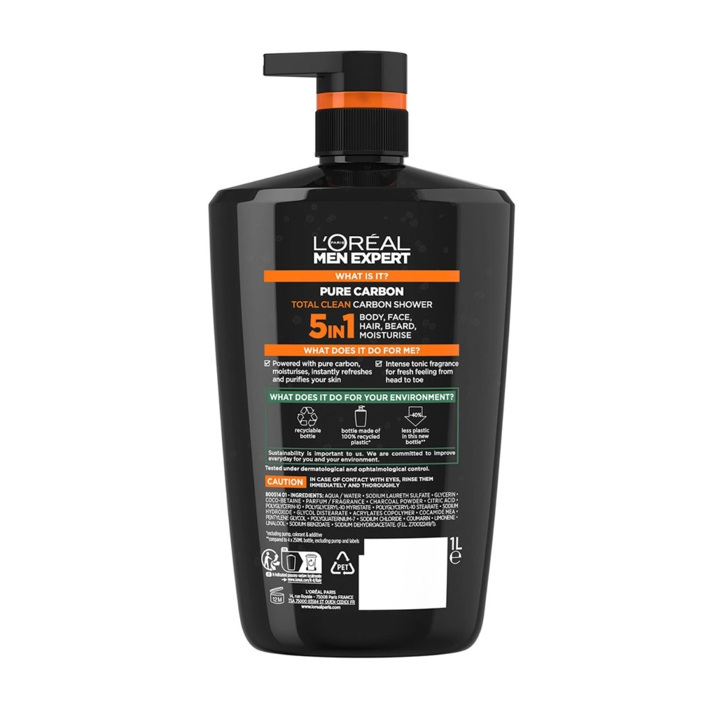 Гель для душу L'Oreal Paris Men Expert Total Clean Shower Gel 5в1 1 л (3600524121815)