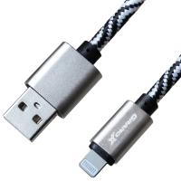 Дата кабель USB 2.0 AM to Lightning 1.0m White/Black Grand-X (FL05WB)