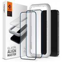 Скло захисне Spigen iPhone 12 / 12 Pro tR ALM FC Black (2Pack) (AGL01802)