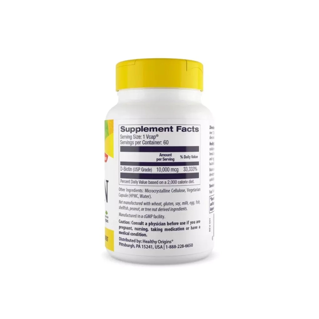 Вітамін Healthy Origins Біотин (В7) 10000мкг, 60 гелевих капсул (HO25112)