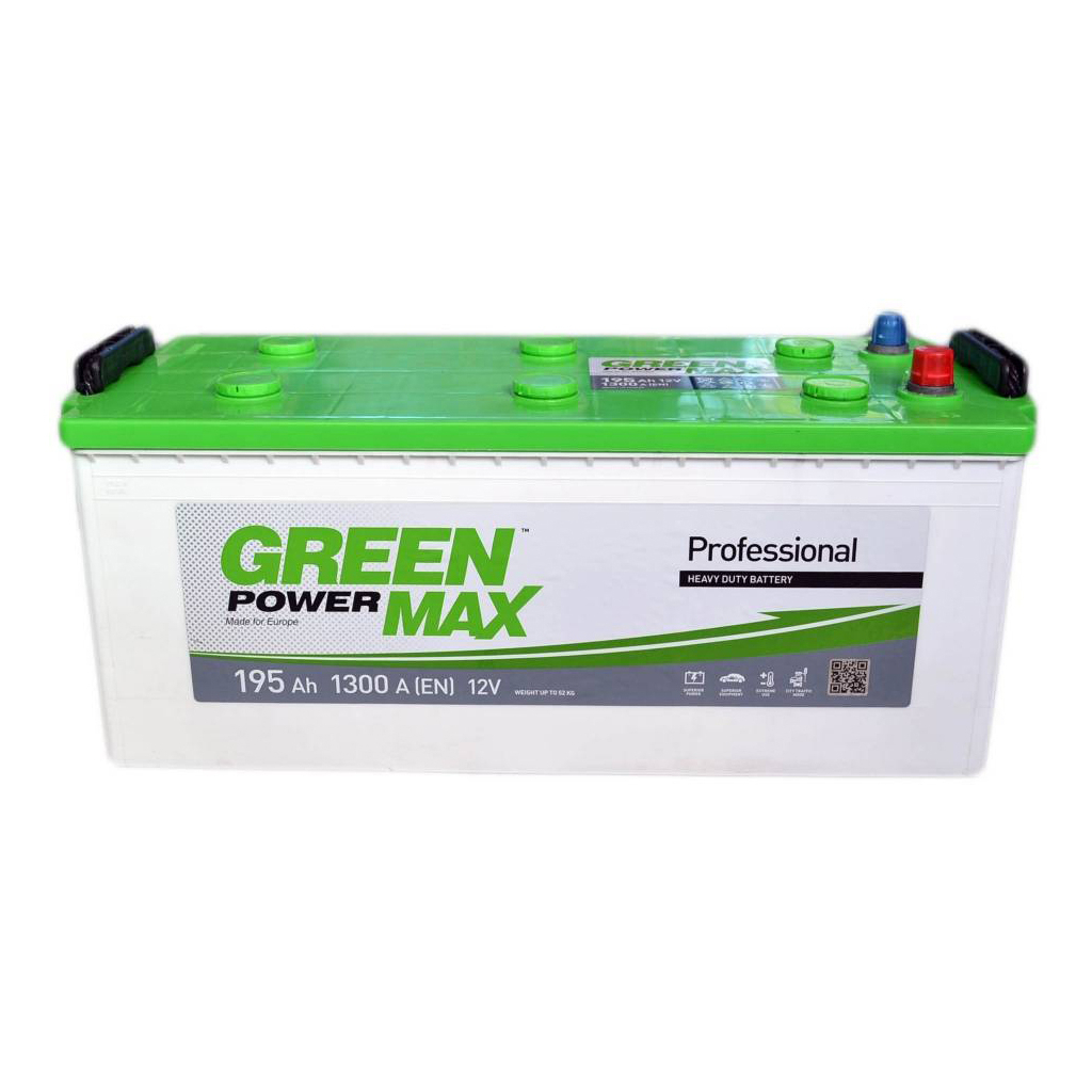 Акумулятор автомобільний GREEN POWER MAX 195Ah збоку (+/-) (000022378) Акумулятор автомобільний GREEN POWER MAX 195Ah збоку (+/-) (000022378)