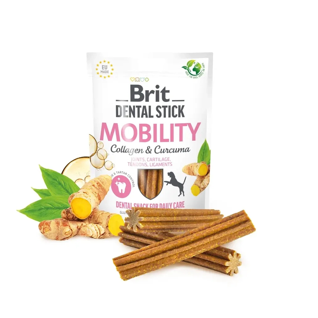 Ласощі для собак Brit Dental Stick Mobility колаген та куркума 251 г (8595602564361)