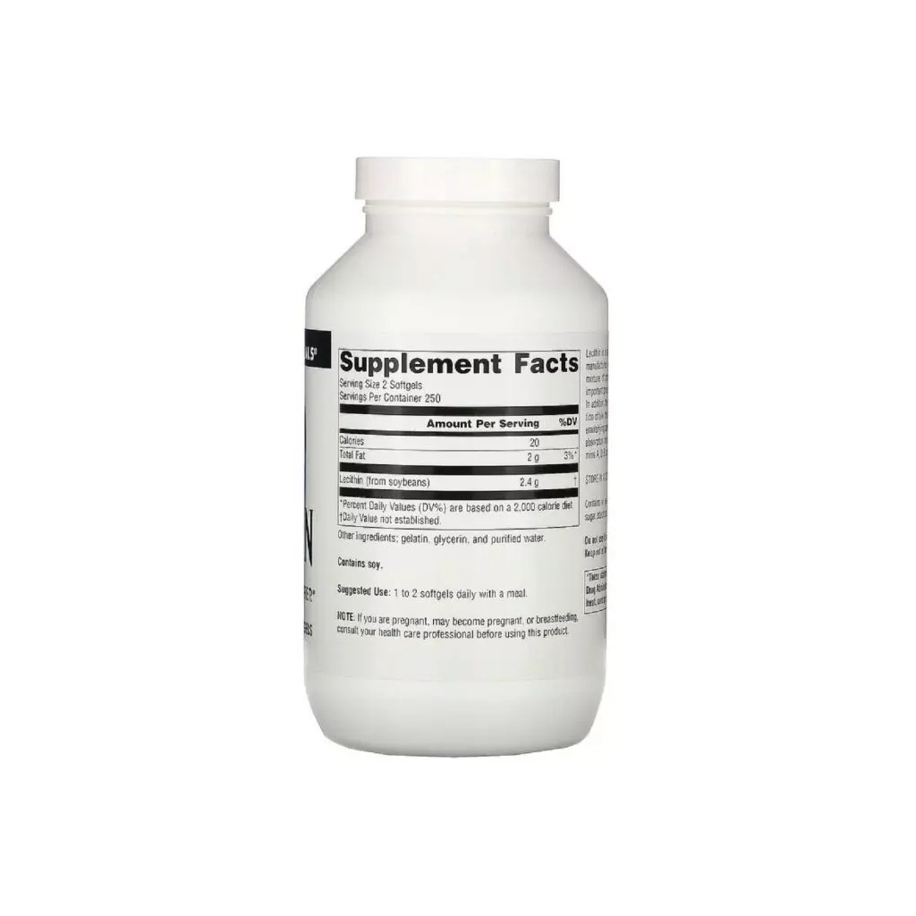 Амінокислота Source Naturals Лецитин, 1200мг, Lecithin, 500 желатинових капсул (SN0618)
