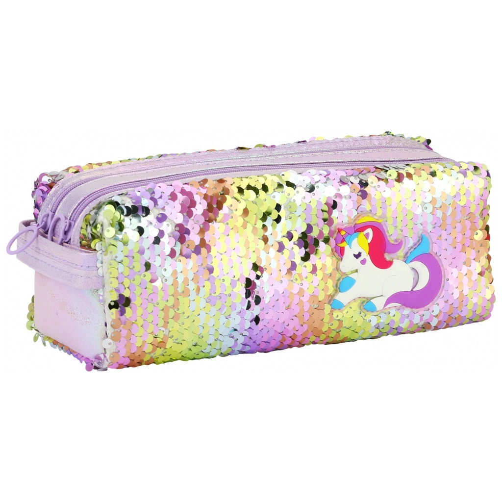 Пенал Cool For School 2 відділення з паєтками та аплікацією Блакитний (CF6615-blue) Пенал Cool For School 2 відділення з паєтками та аплікацією Блакитний (CF6615-blue)