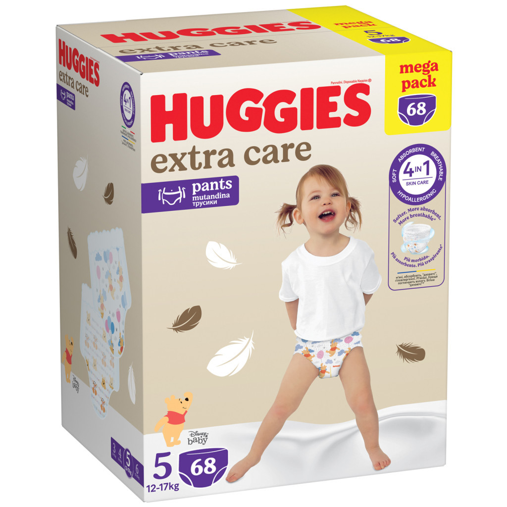 Підгузки Huggies Extra Care Розмір 5 (12-17кг) Pants Box 68 шт (5029053582412) Підгузки Huggies Extra Care Розмір 5 (12-17кг) Pants Box 68 шт (5029053582412)