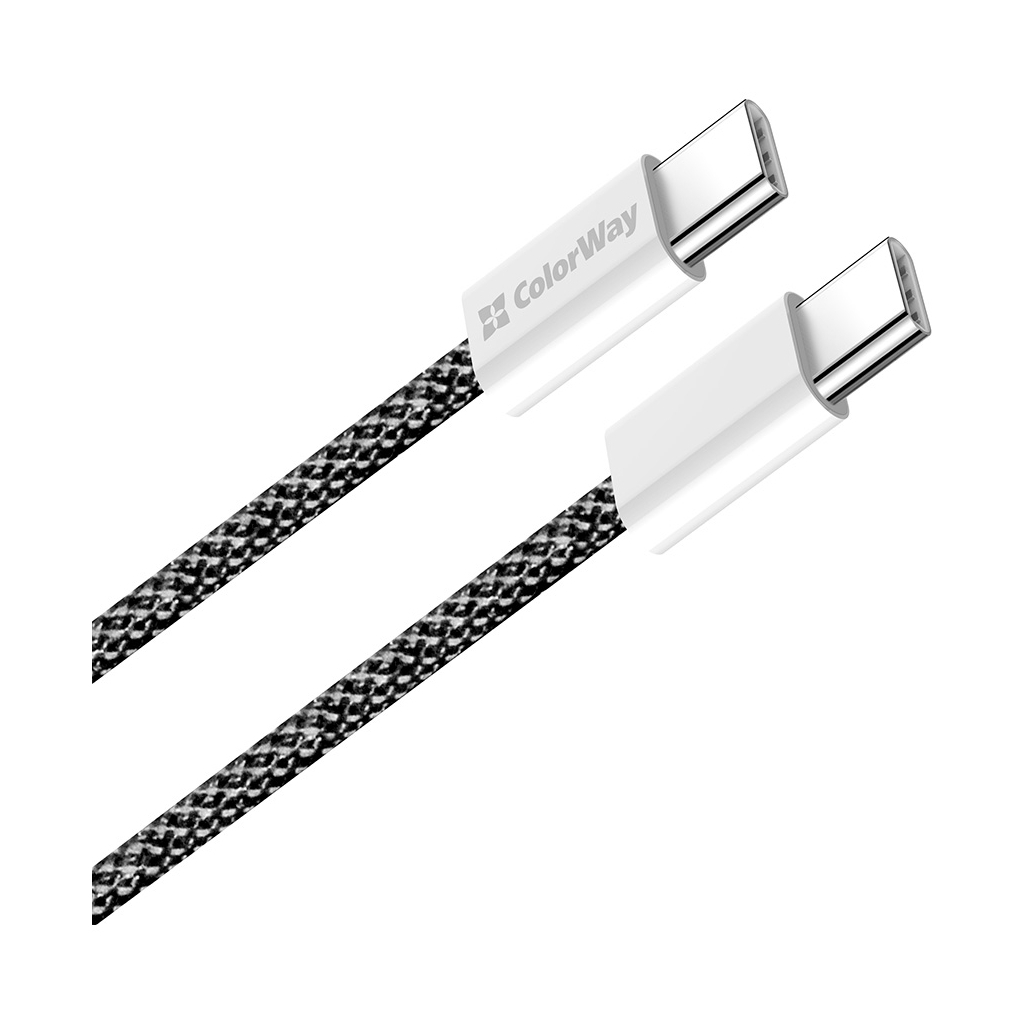 Дата кабель USB-C to USB-C 1.0m 60W 3.0А black ColorWay (CW-CBPDCC061-BK)