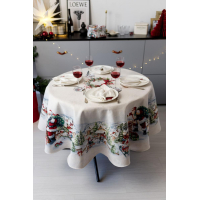 Provence tapestry tablecloth with velor Snow winter Dx180 cm (037482)