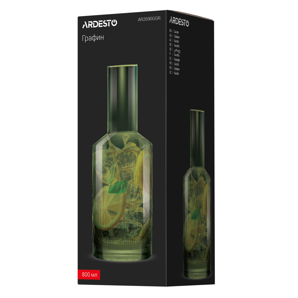 Карафа Ardesto 800мл, боросилікатне скло, зелений (AR2690GGR)