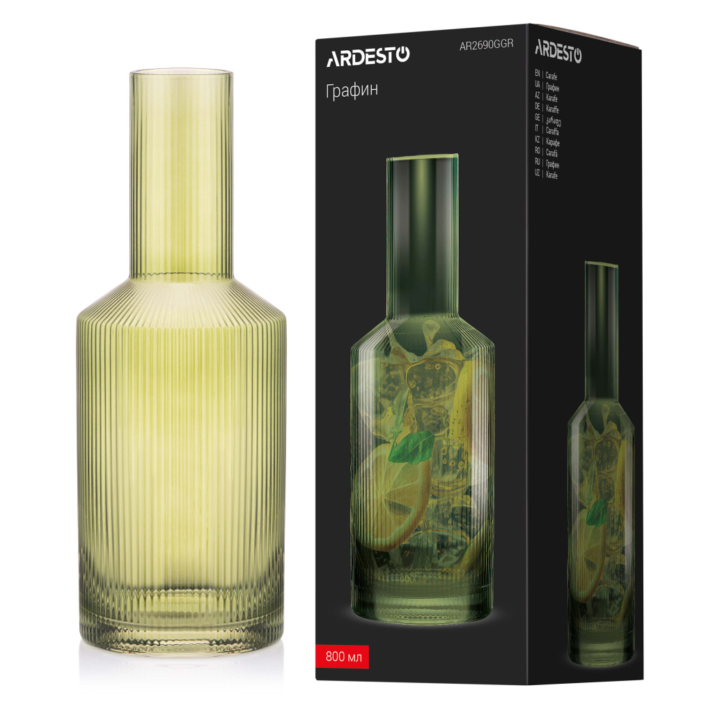 Карафа Ardesto 800мл, боросилікатне скло, зелений (AR2690GGR)