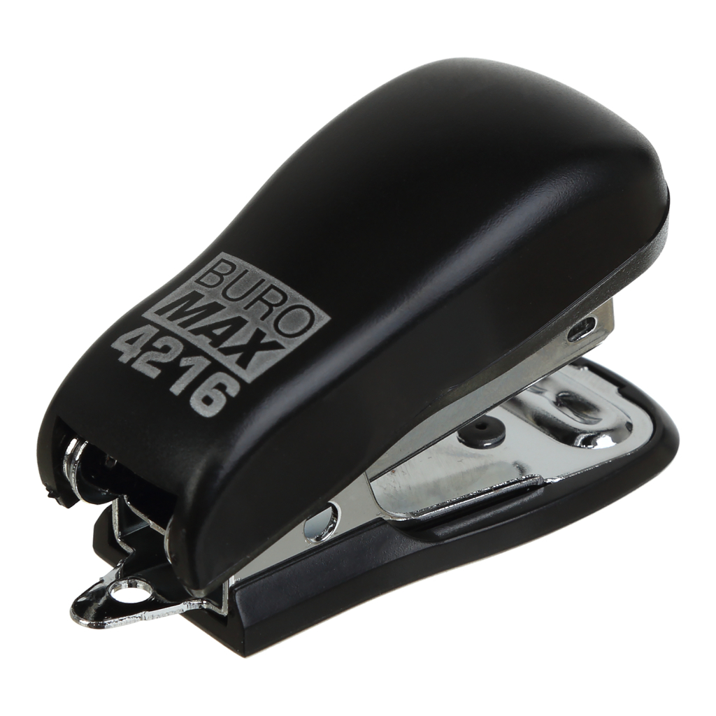 Степлер Buromax пластиковий МІНІ, 10 аркушів, (скоби №24; 26), 60 x 25 x 35 мм, чорний (BM.4216-01)