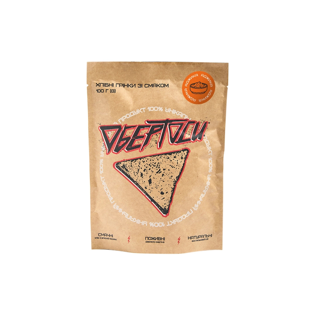 Сухарики Обертоси пшенично-житні бездріжджові з насінням соняшнику зі смаком Аджики 100 г (4820173480609)