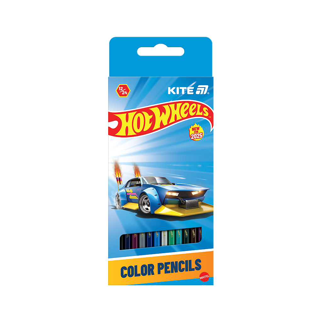Олівці кольорові Kite Hot Wheels двосторонні, 12 шт. 24 кольори (HW25-054) Олівці кольорові Kite Hot Wheels двосторонні, 12 шт. 24 кольори (HW25-054)