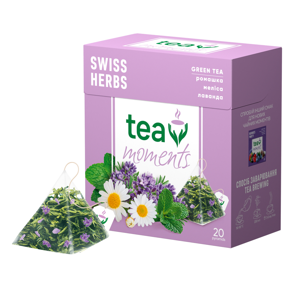Чай Tea Moments Swiss Herbs зелений 20х1.7 г пірамідки (tm.02944)