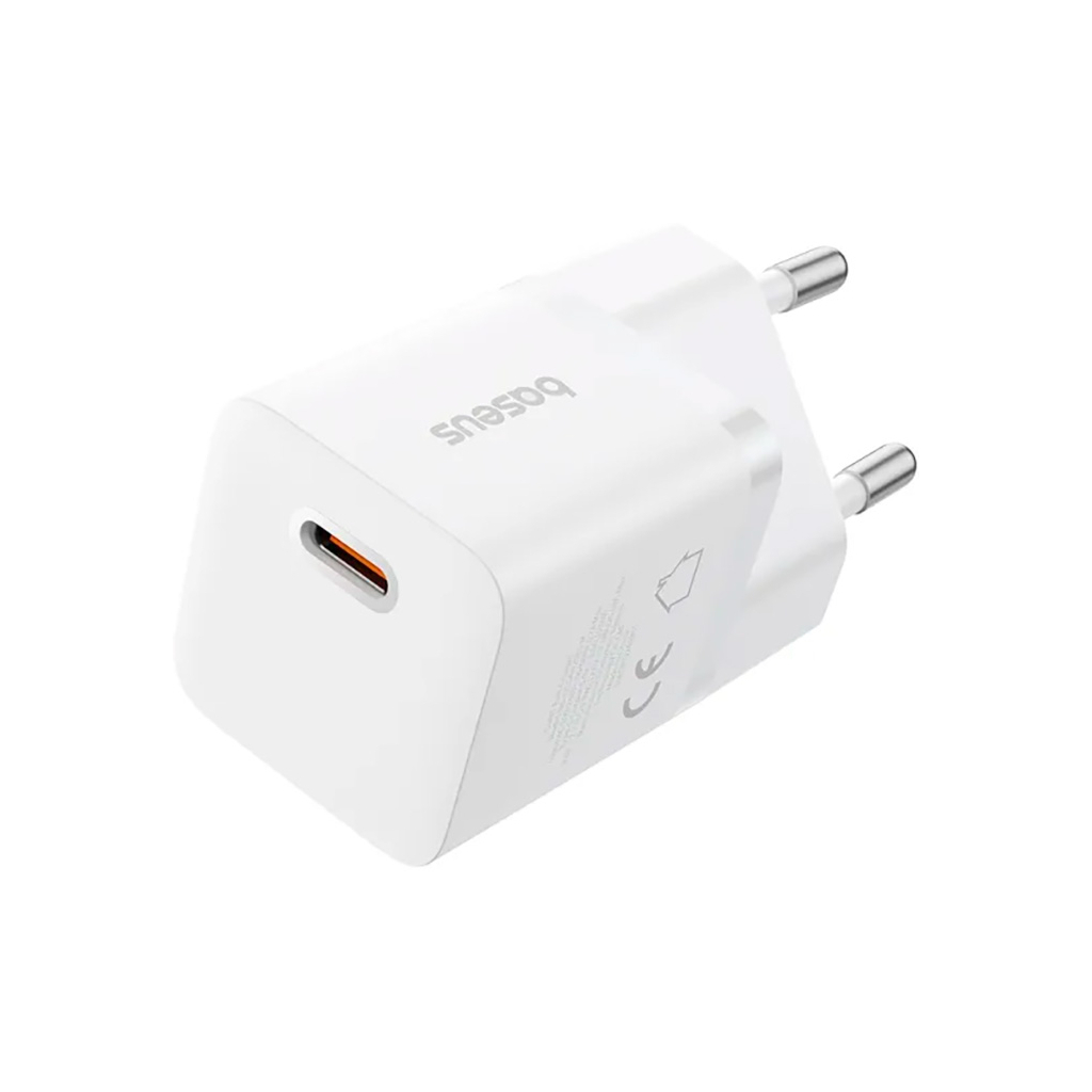 Зарядний пристрій Baseus GaN5 Fast Charger USB-C 25W + Cable Type-C 100W white (P10110909213-01)