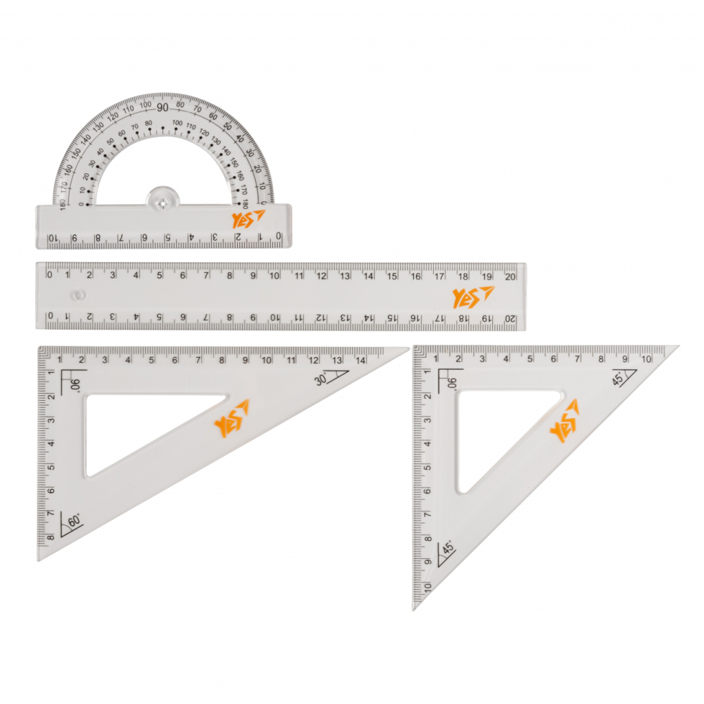Лінійка Yes набір 4 предмета лінійка 20 см (370262)