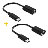 Перехідник OTG USB 2.0 AF to Micro 5P 0.11m 2PCS black XoKo (XK-AC130-BK2)