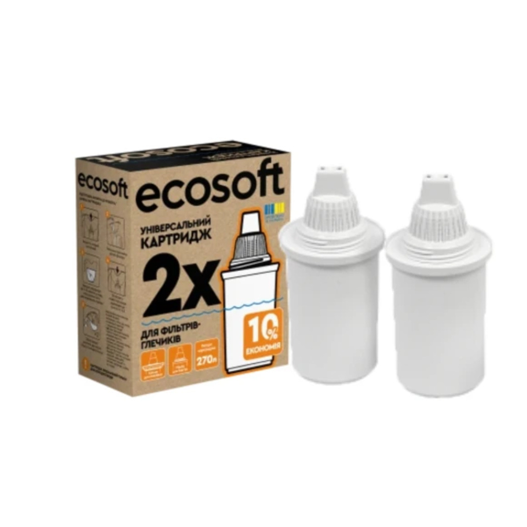 Картридж для фільтра глечика Ecosoft Універсальний для фільтрів-глечиків 2 шт (4820056802597)