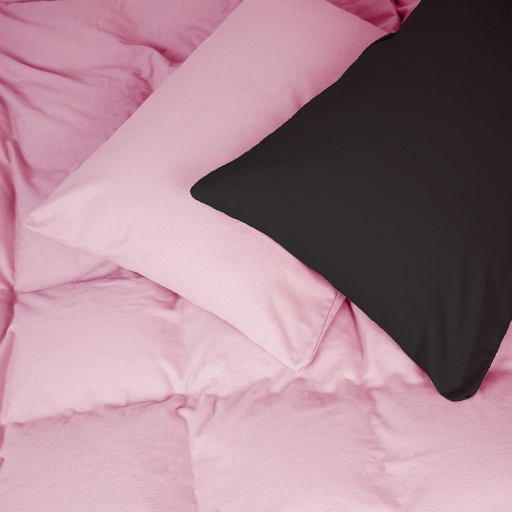 Постільна білизна MirSon 002-008 Black/Pink Фланель 2x143x210 Сімейний (2200009661877)