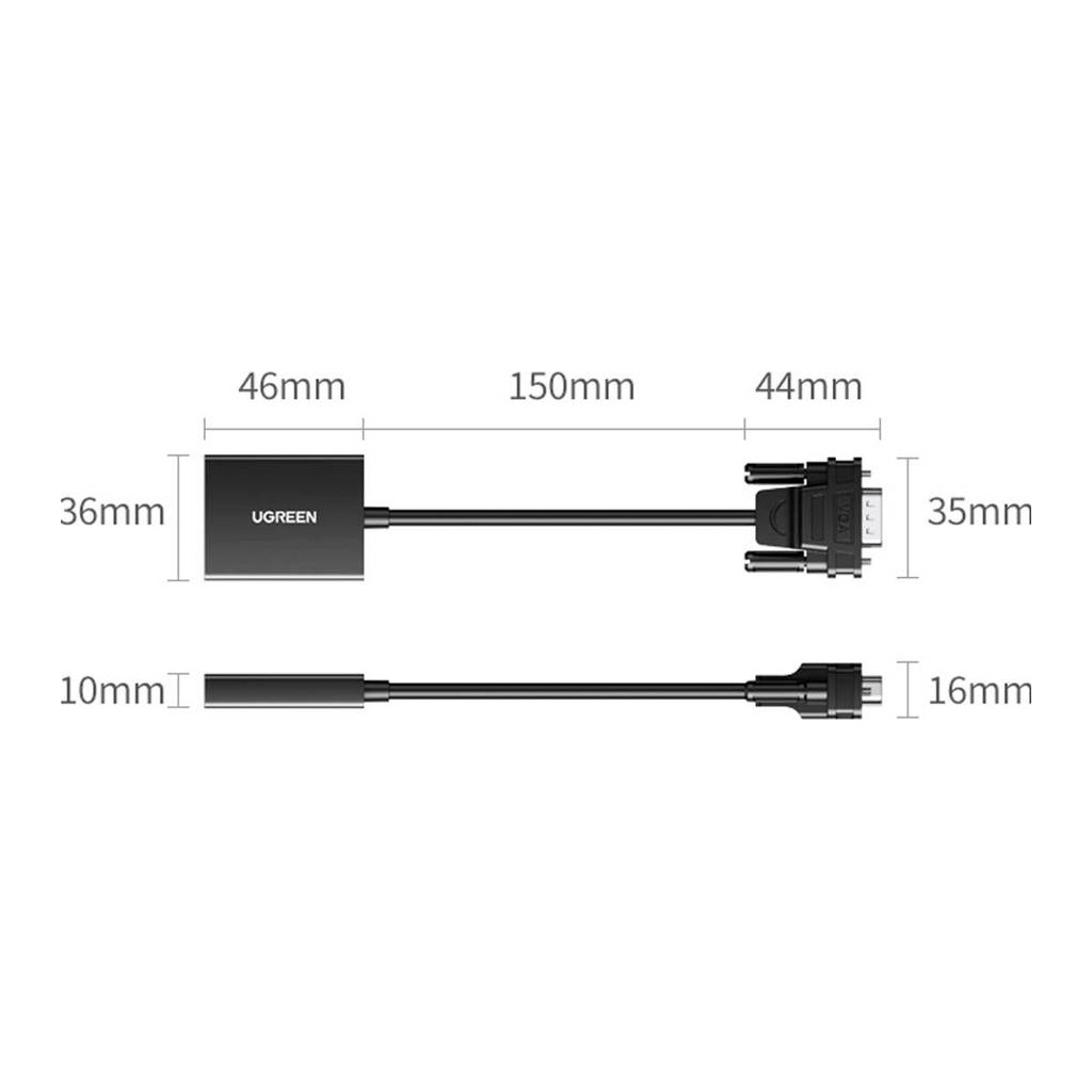 Перехідник VGA M to HDMI F CM513 black UGREEN (50945) Перехідник VGA M to HDMI F CM513 black UGREEN (50945)