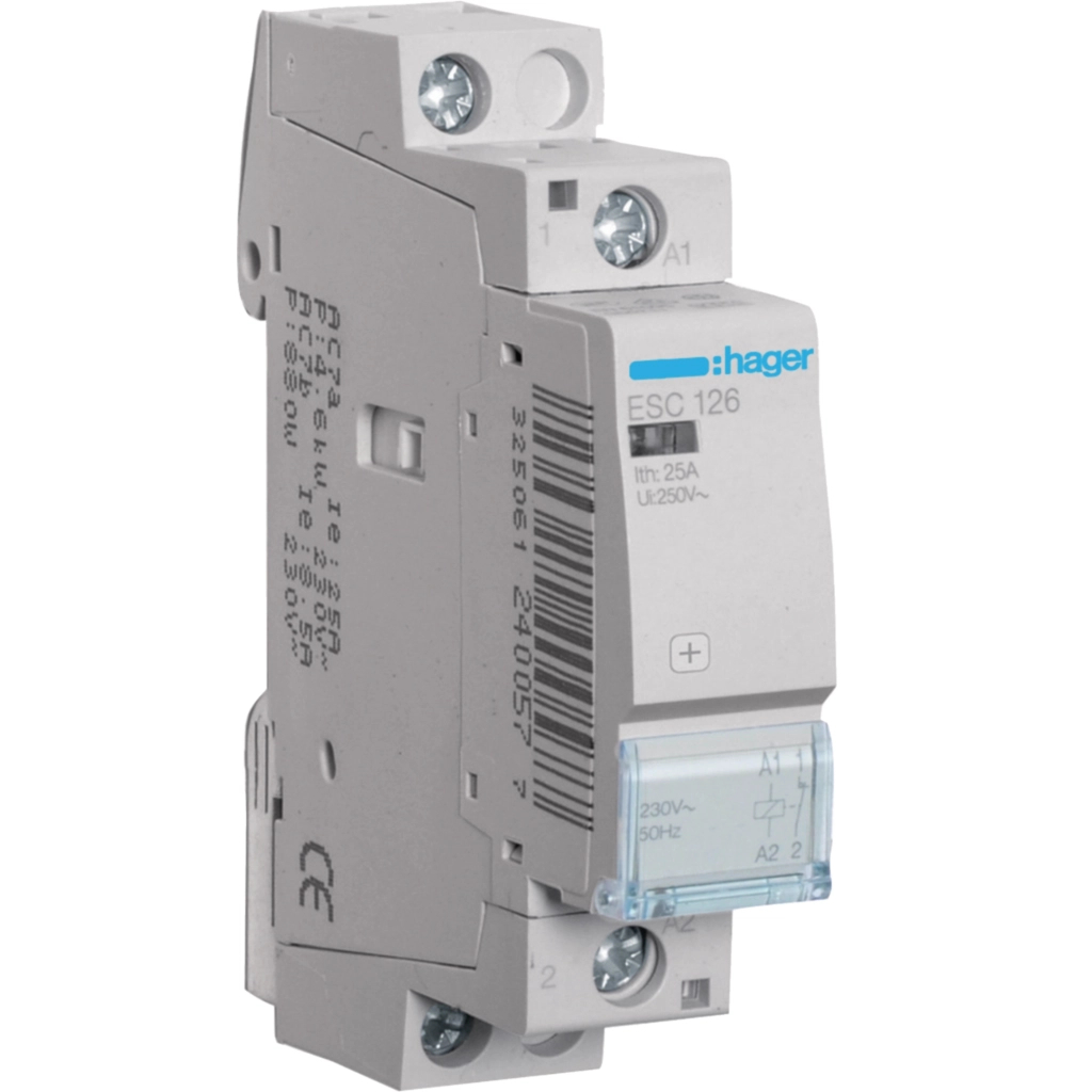 Автоматичний вимикач Hager 25 A 230V 1NC (B) (ESC126) Автоматичний вимикач Hager 25 A 230V 1NC (B) (ESC126)