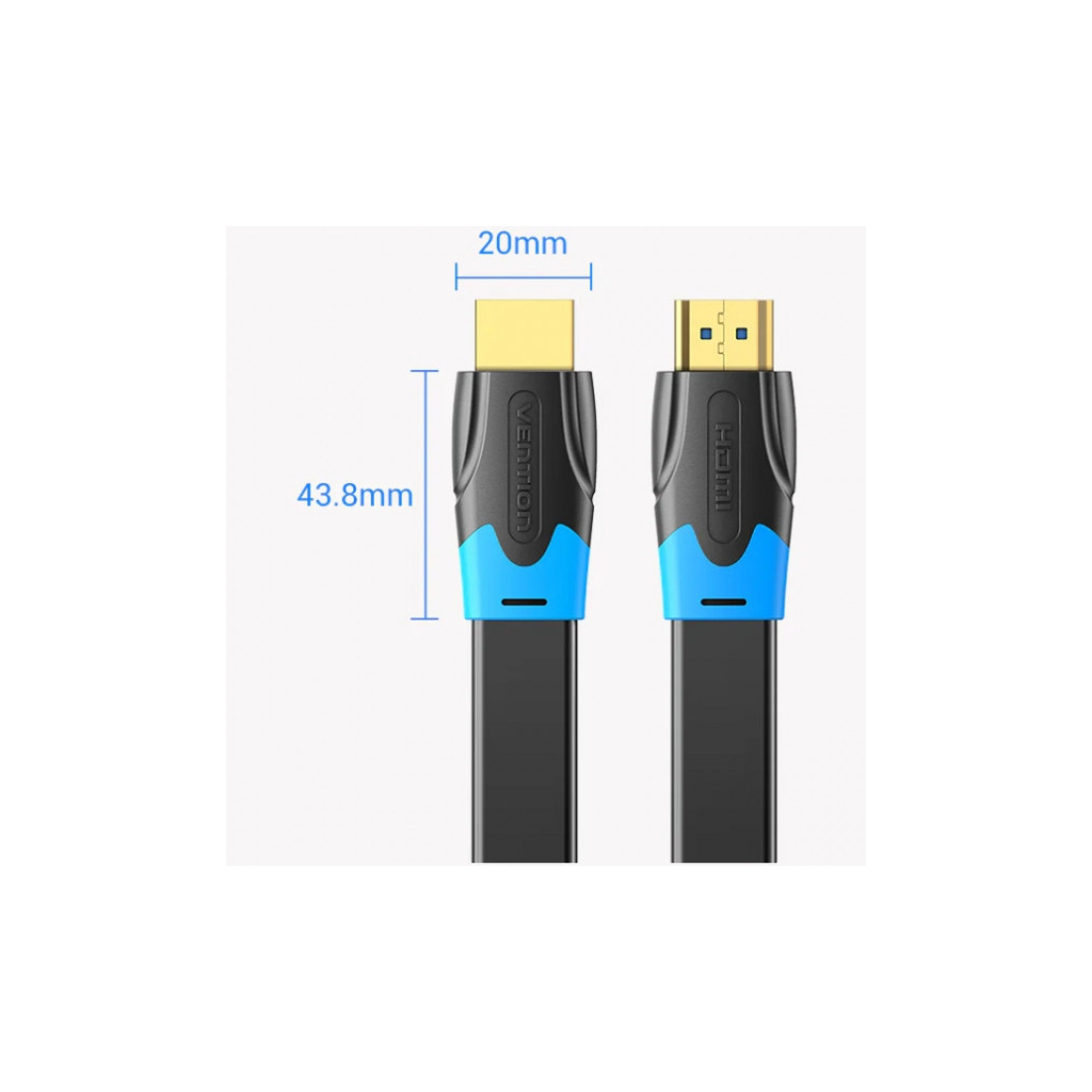 Кабель мультимедійний HDMI M to HDMI M 8.0m V2.0 4K60Hz PVC flat black Vention (AAKBK)